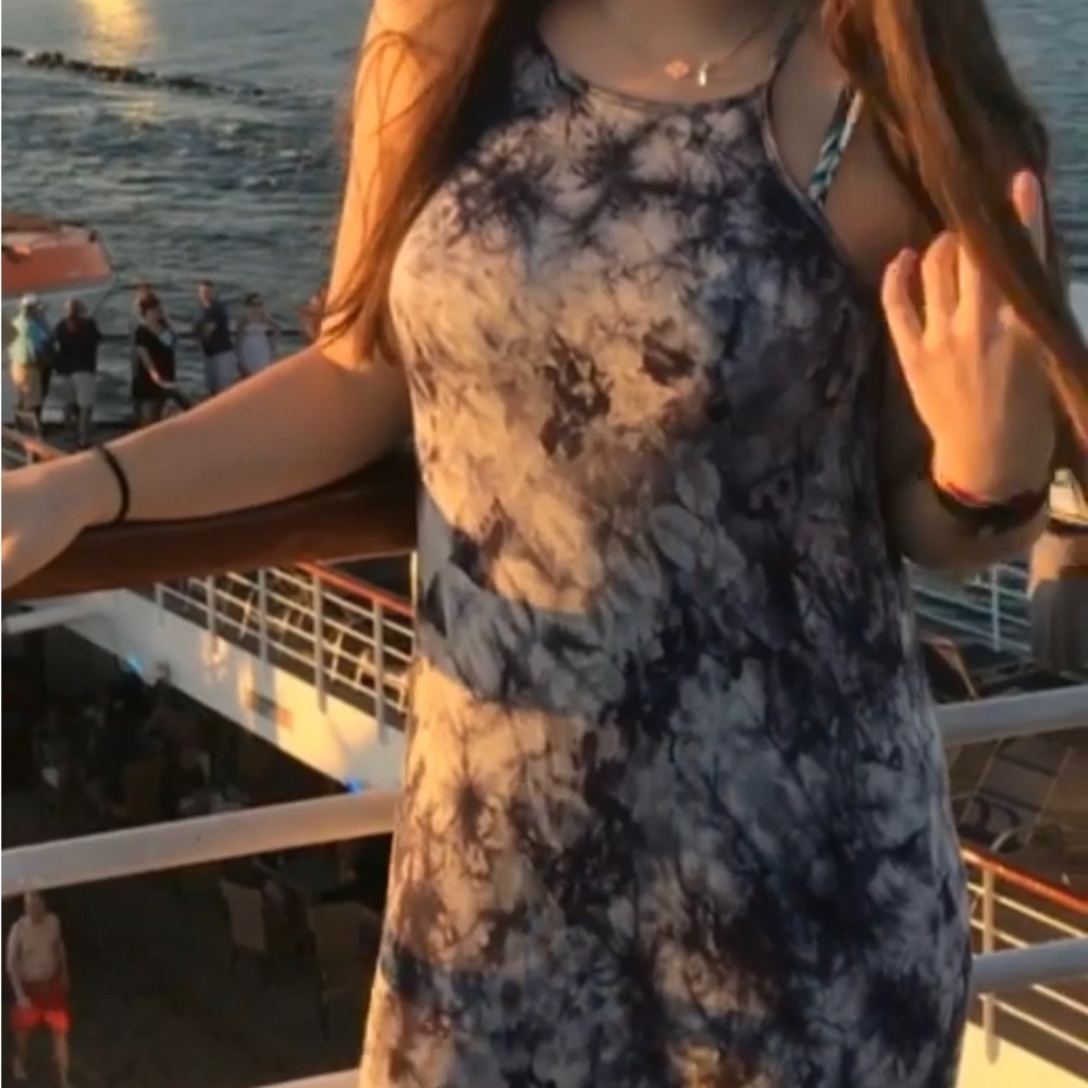 Blue White TieDye Dress Midi